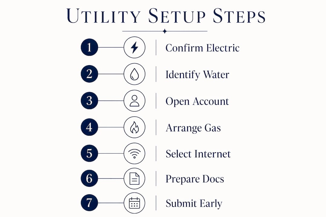 Infographic outlining steps to set up utilities