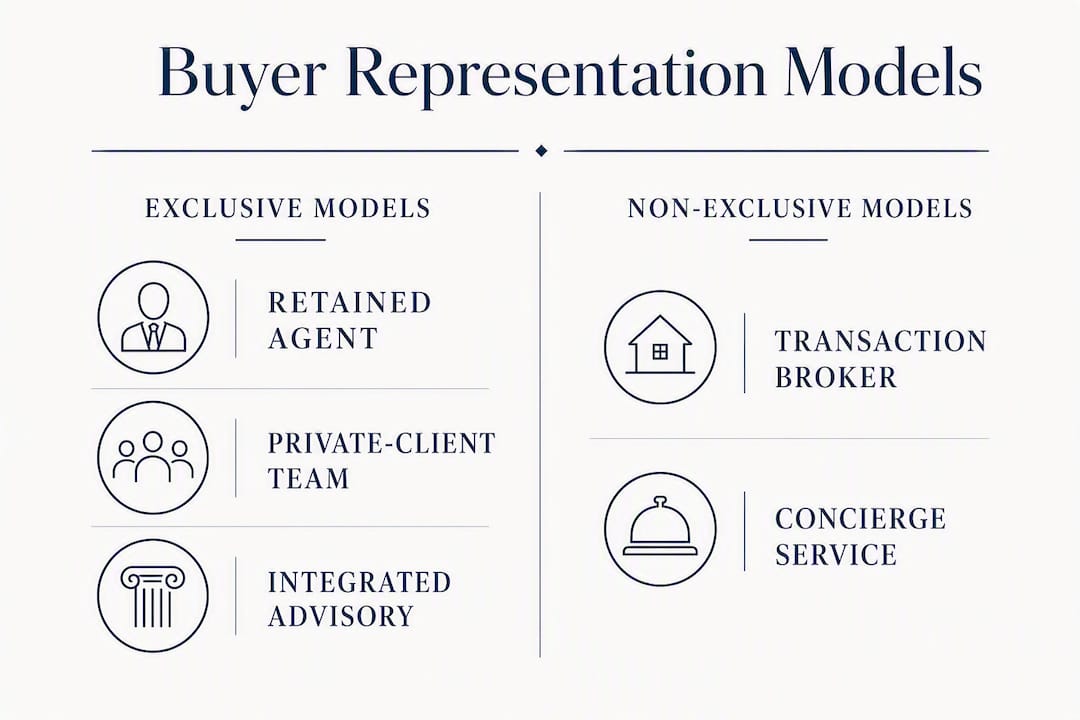Infographic comparing luxury buyer representation types