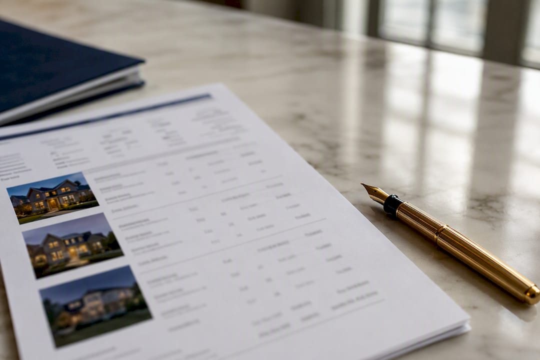 Close-up of MLS listing details on paper