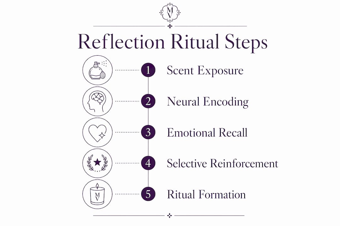 Infographic illustrating scent reflection ritual steps