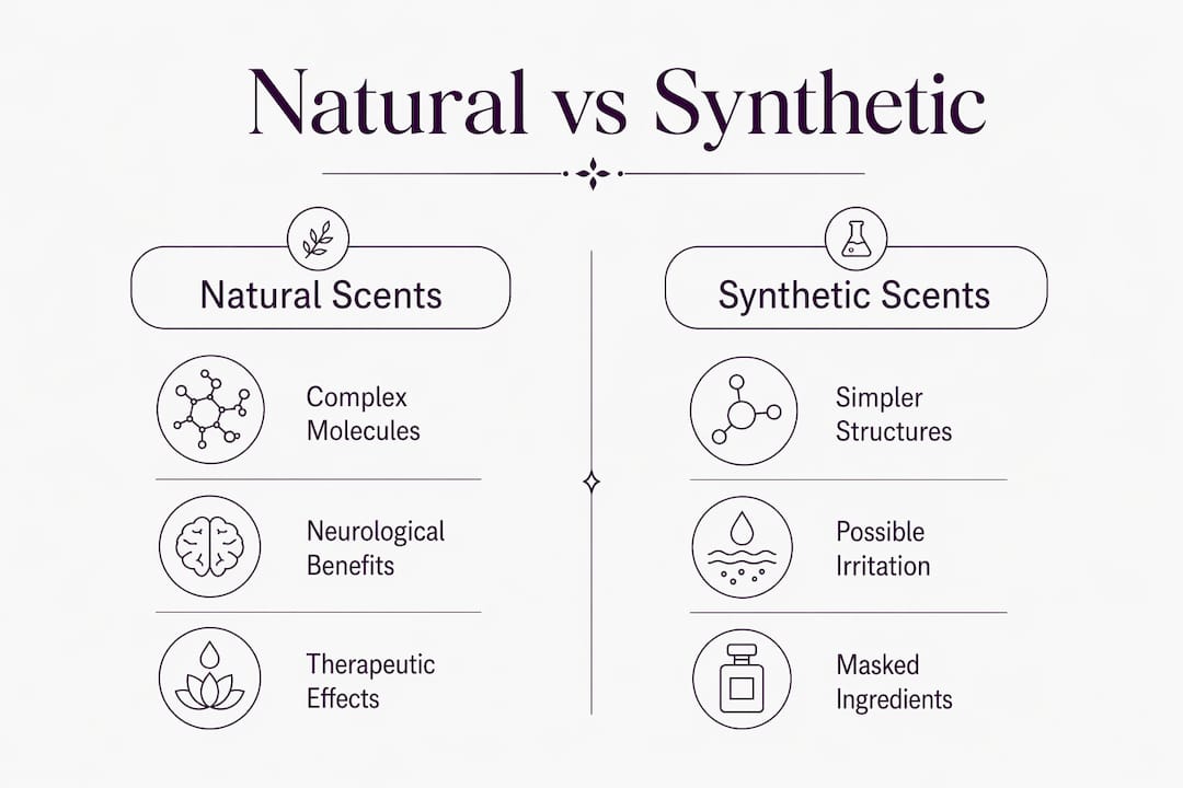 Infographic comparing natural and synthetic scents