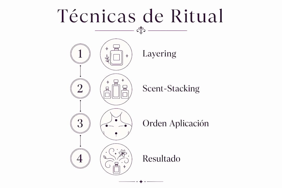 Guía visual sobre cómo combinar fragancias: técnicas de layering y scent stacking