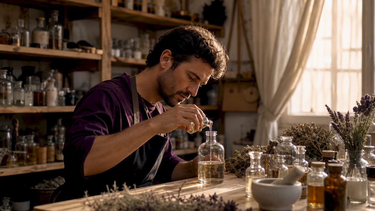 Un perfumista dando forma a una fragancia única y personalizada