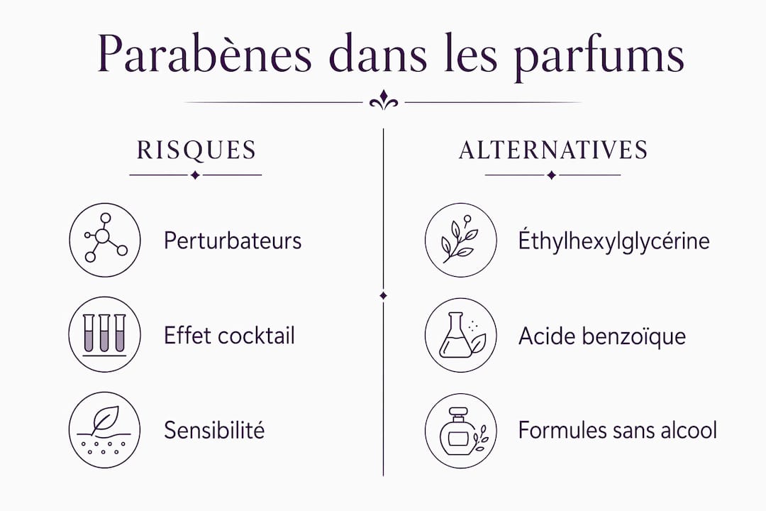 Infographie : panorama des risques liés aux parabènes et des solutions alternatives