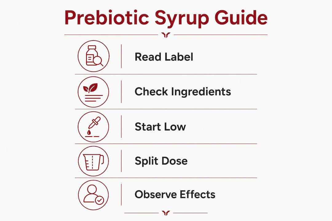 Infographic showing step-by-step guide to choose prebiotic syrup