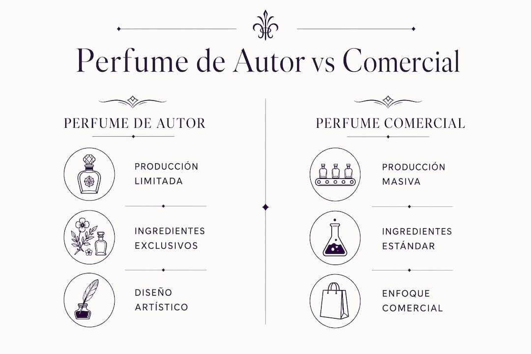 Infografía: diferencias clave entre perfumes de autor y fragancias comerciales