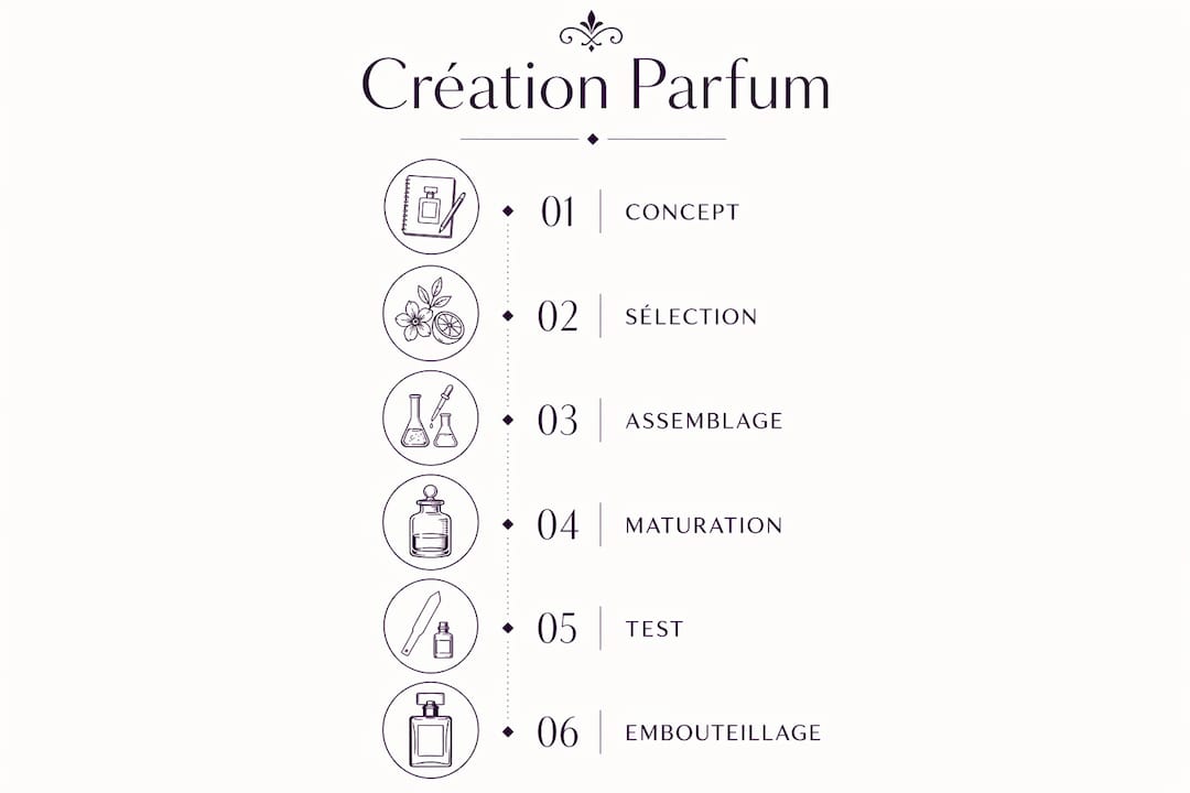 Découvrez, en un coup d’œil, les différentes étapes de fabrication d’un parfum fait main grâce à cette infographie.