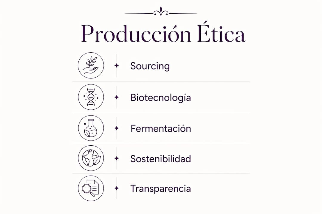 Infografía con los pasos esenciales para una producción de perfumes ética