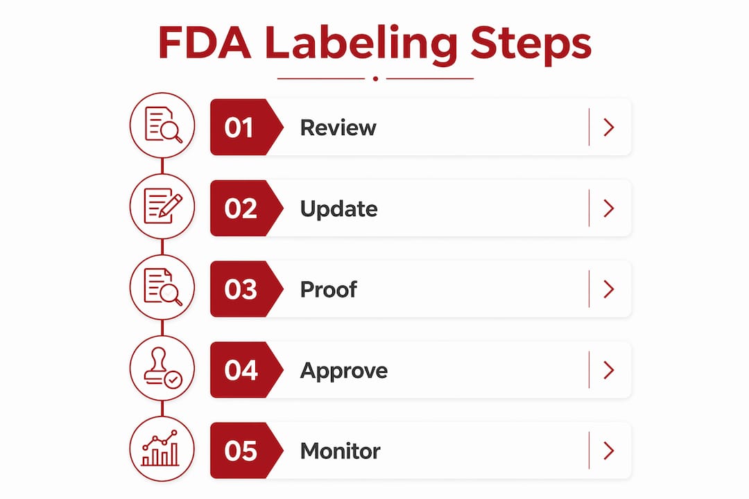 Infographic showing FDA labeling compliance steps