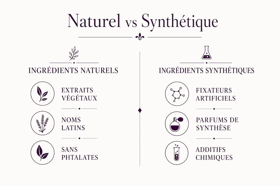Infographie : les différences entre ingrédients naturels et ingrédients synthétiques