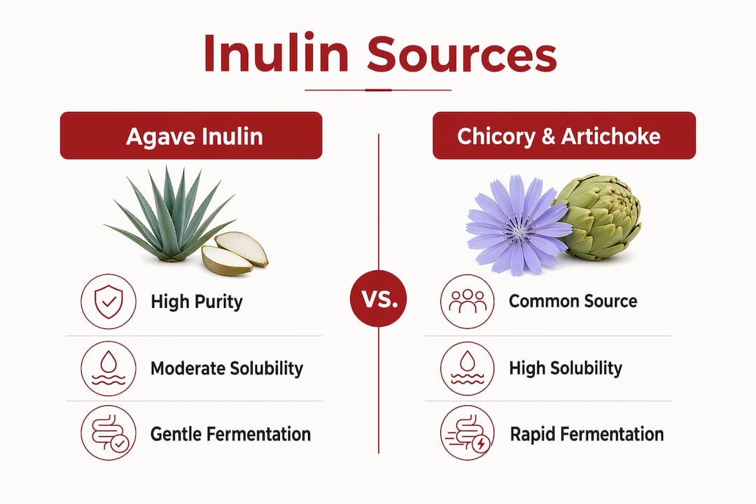 Comparison infographic of agave vs other inulin sources