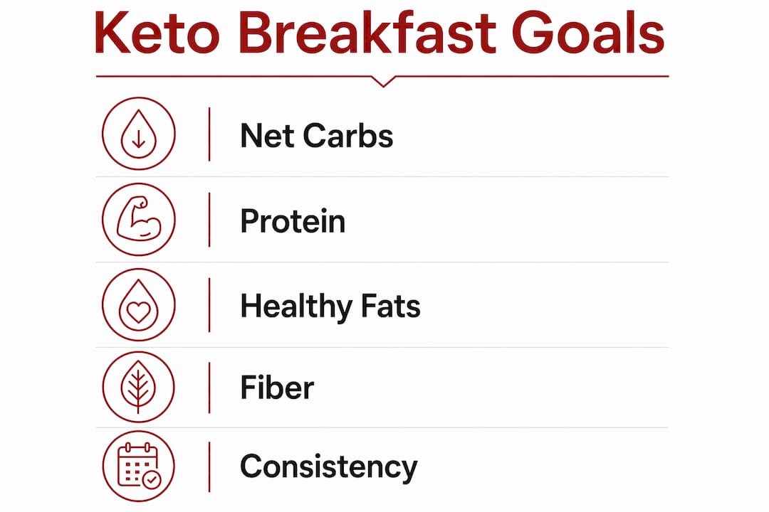 Infographic illustrating keto breakfast macro targets