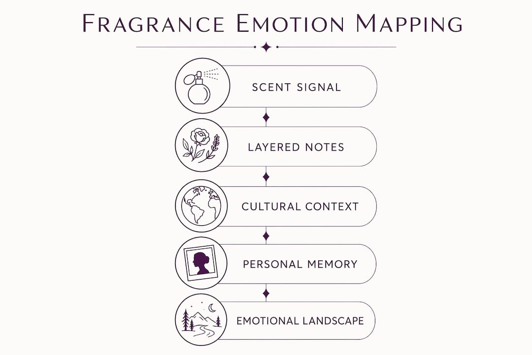 Infographic illustrating fragrance emotional mapping steps
