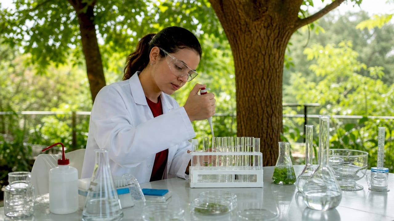 Scientist working with lab samples on fiber fermentation