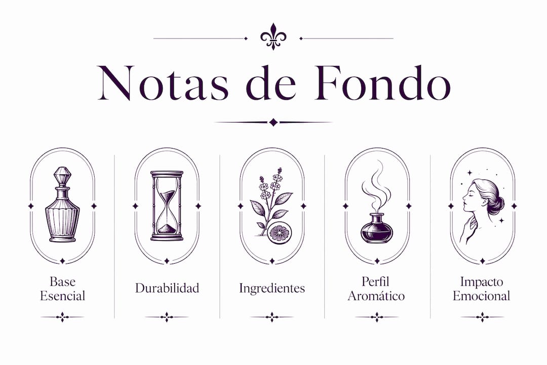Infografía que muestra la importancia de las notas de fondo en los perfumes