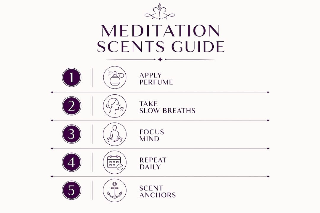 Infographic on steps for using perfume to aid meditation