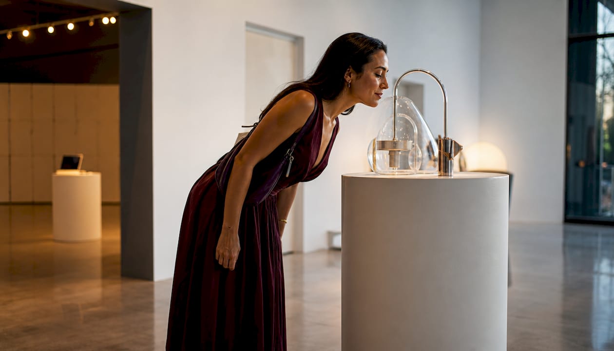 Visitors exploring DATALAND olfactory installation