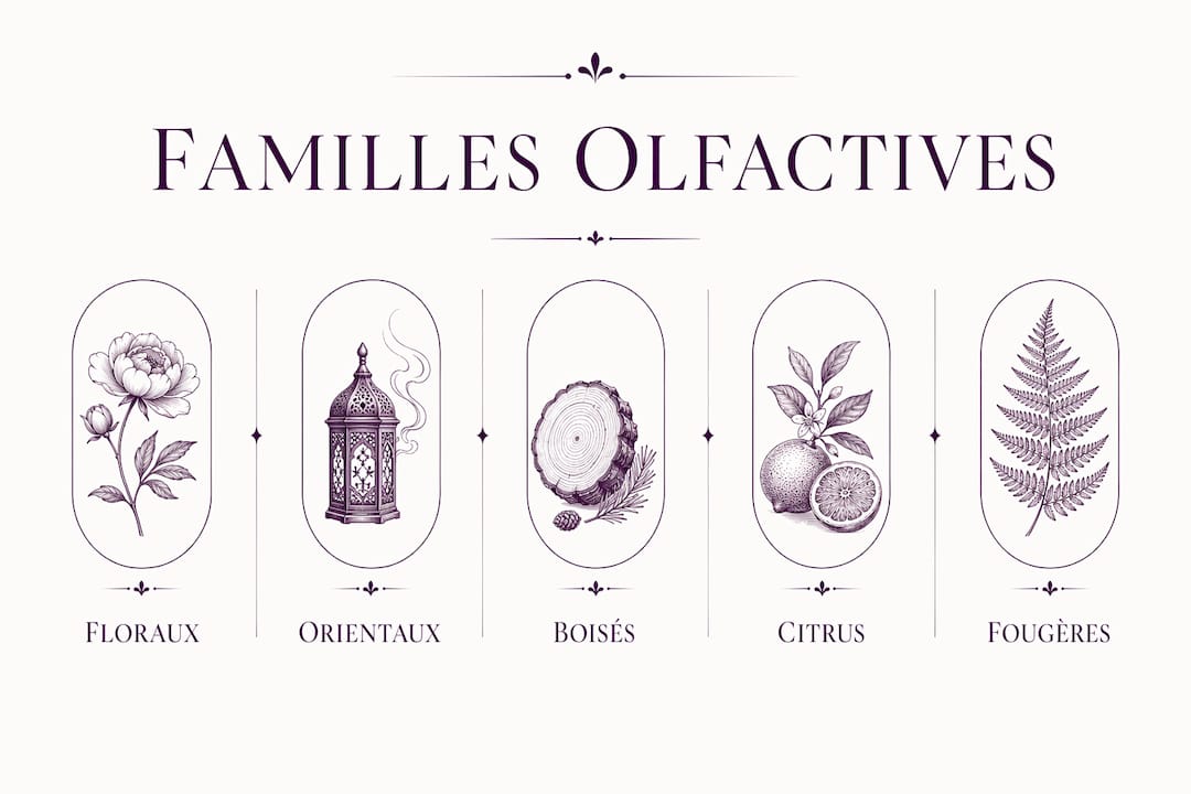 Panorama des grandes familles olfactives en parfumerie et de la symbolique qui leur est associée