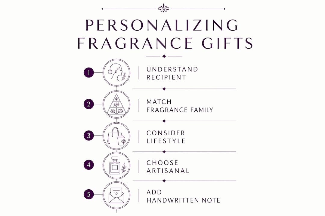 Infographic showing steps to personalize fragrance gift
