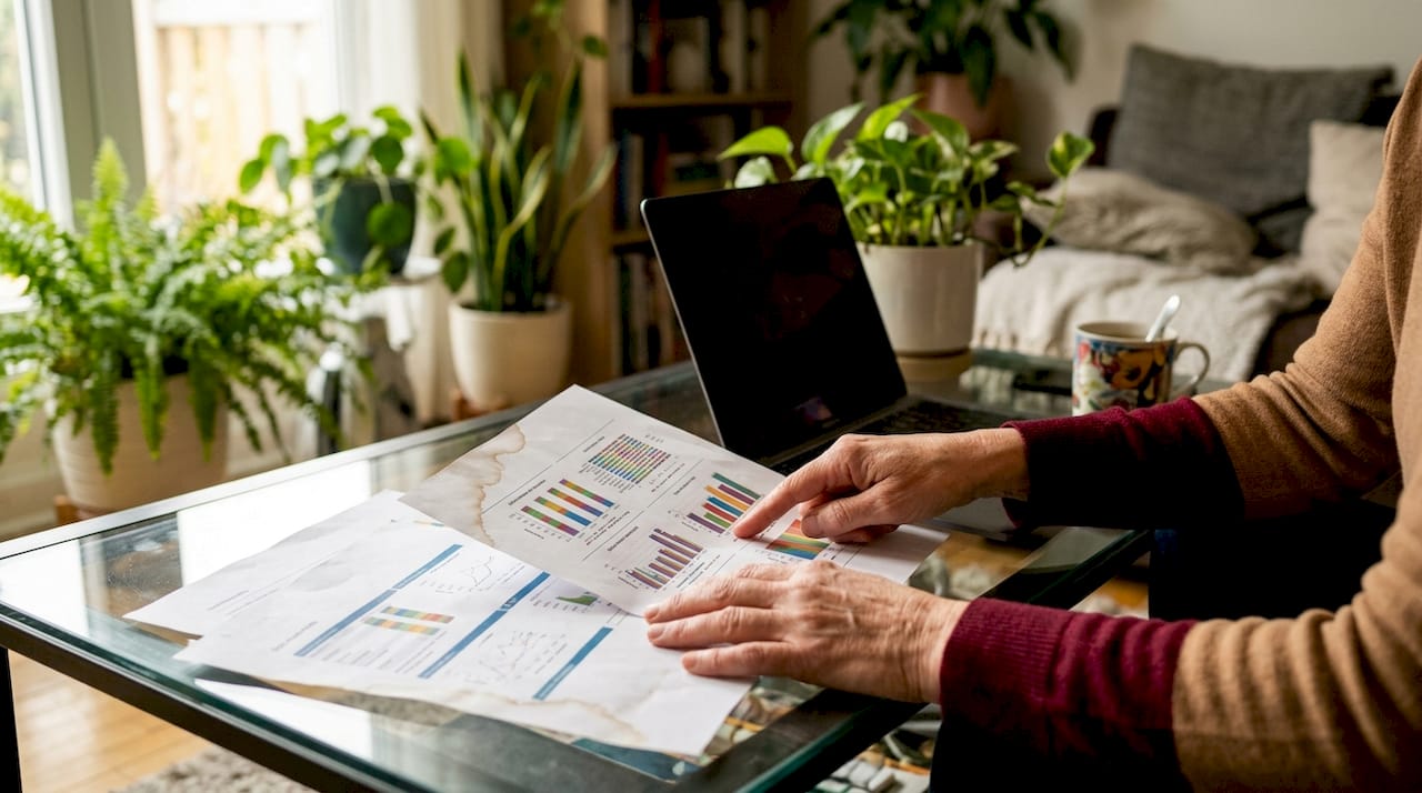 Hands reviewing microbiome sequencing report
