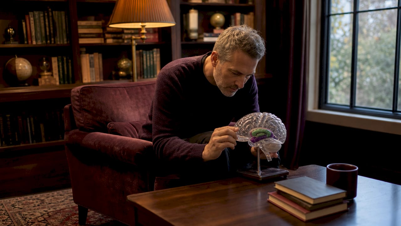Hands holding brain model with memory areas