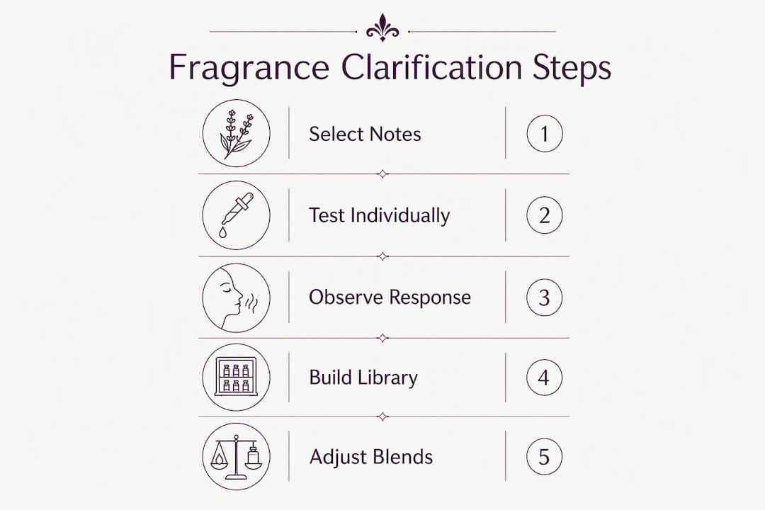 Infographic with five-step fragrance testing process