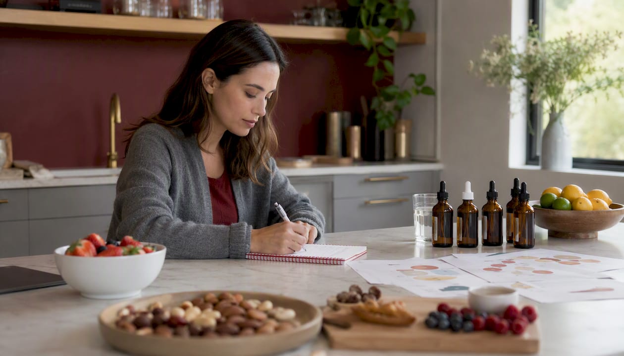 Overhead view of sweetener comparison charts and samples