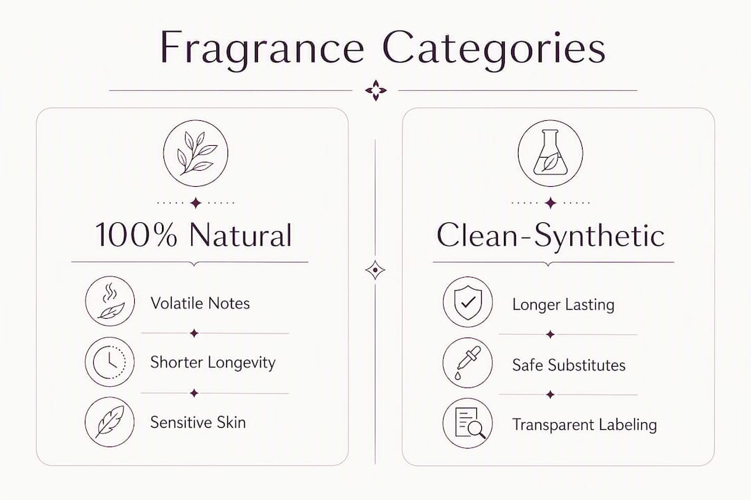 Infographic comparing natural and clean-synthetic fragrances