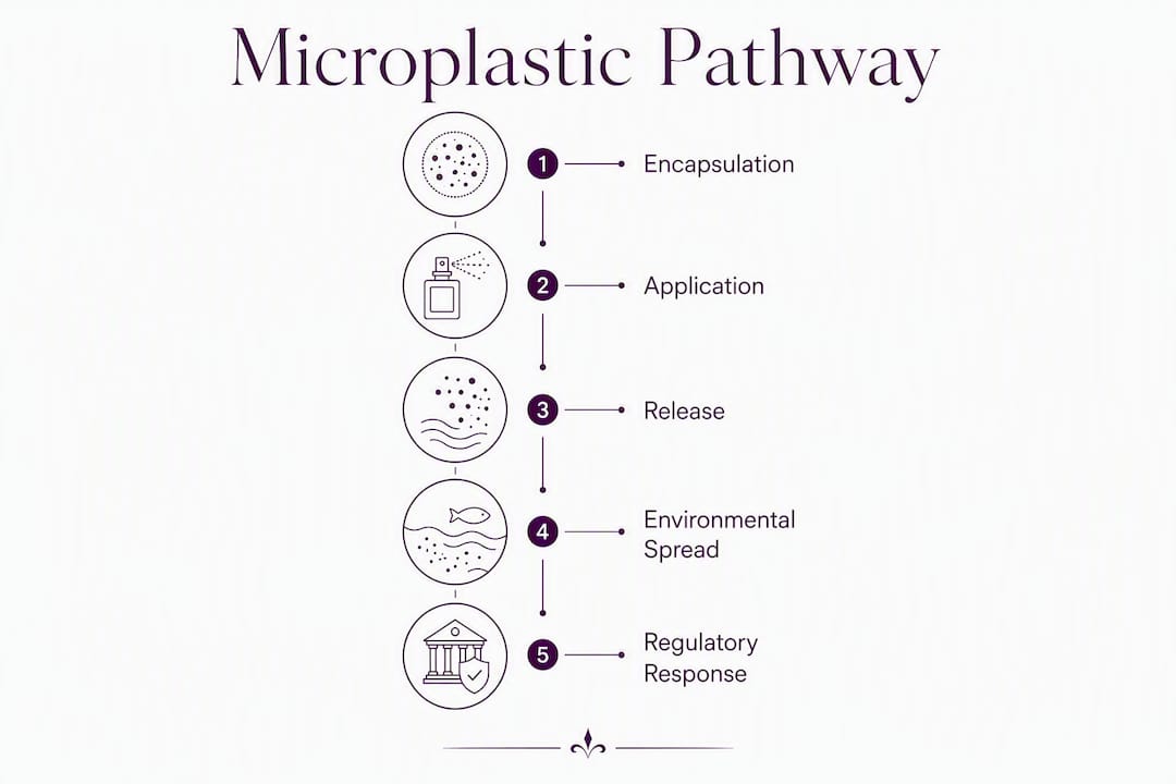 Infographic showing microplastic lifecycle in synthetic fragrance