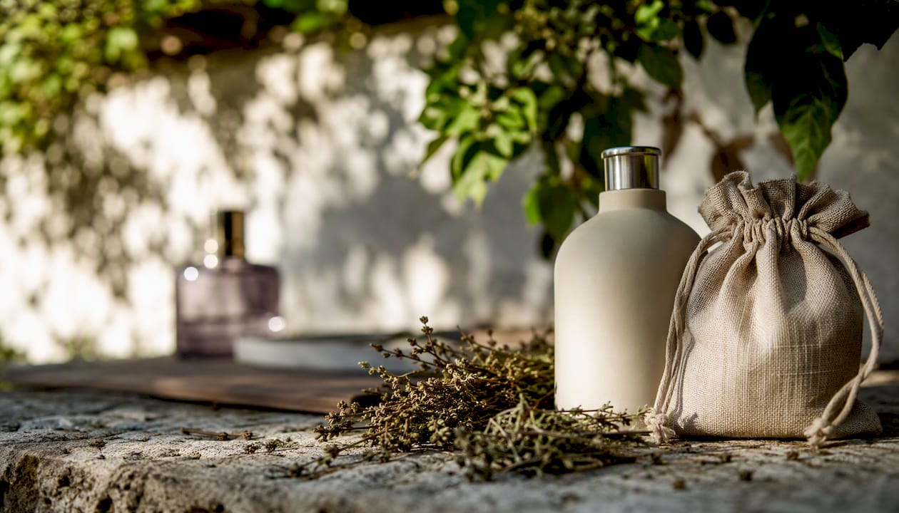 Sustainable perfume refill container and accessories