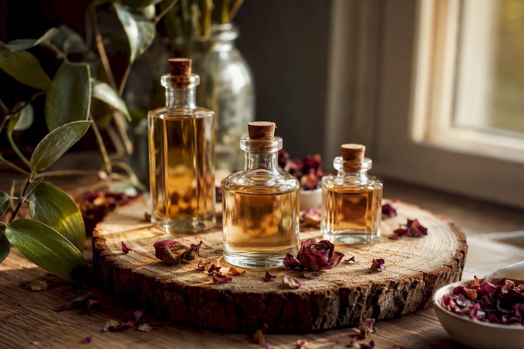 Natural perfume bottles with sustainable packaging materials