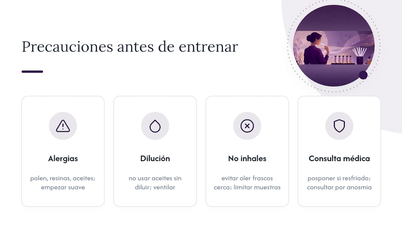 Diagrama con recomendaciones para entrenar el sentido del olfato