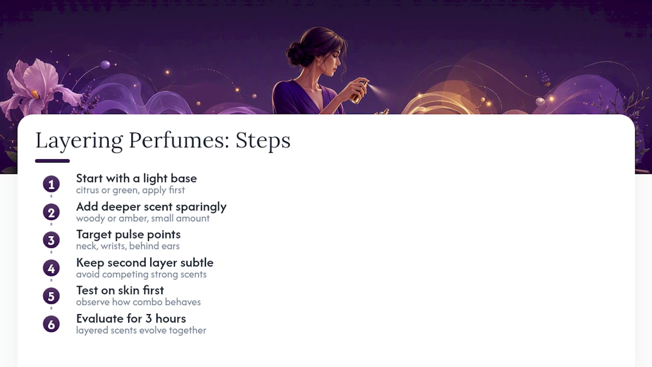 Diagram explaining perfume layering steps