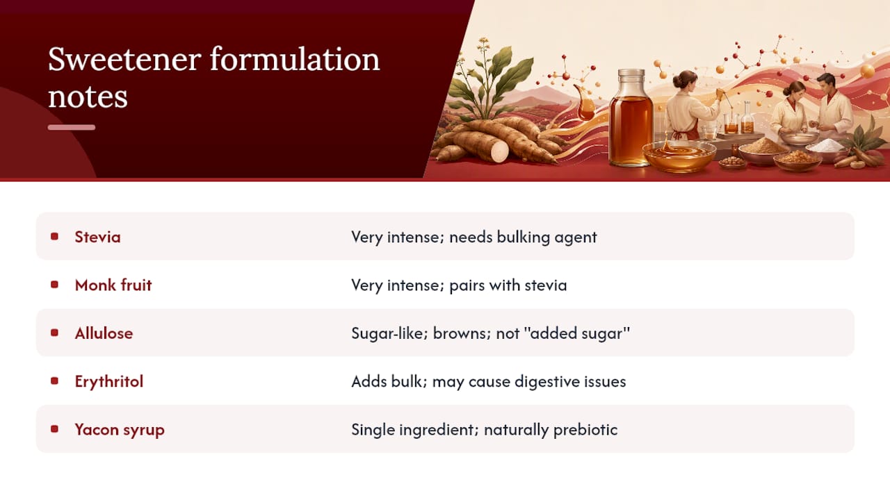 Comparison diagram of clean-label sweeteners