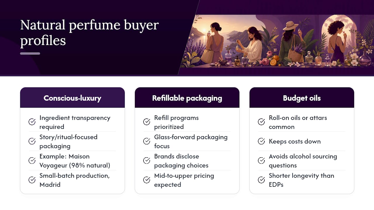 Comparison chart of natural perfume buyer profiles