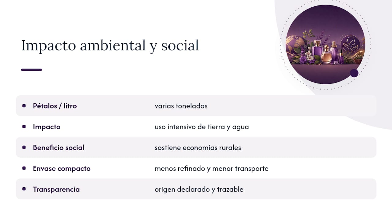 Impacto ambiental y social de la producción de perfumes naturales — overview diagram