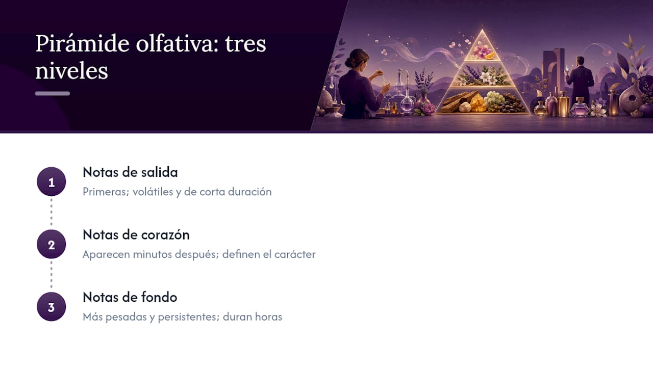 Tres niveles de la pirámide olfativa