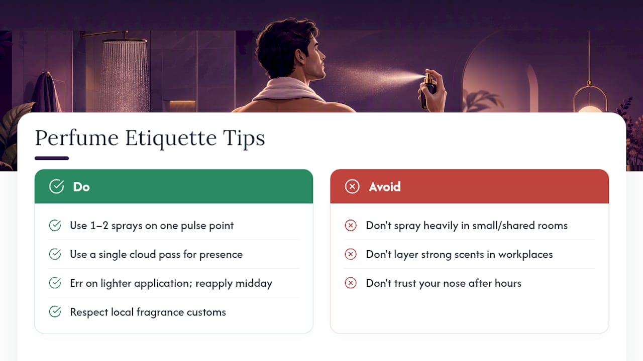 Perfume Etiquette: When and How Much Is Appropriate — overview diagram