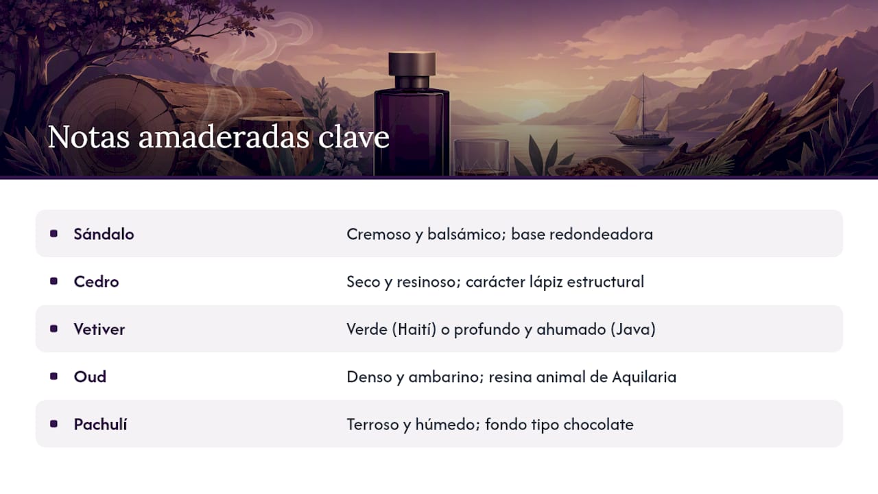 Cinco notas amaderadas naturales y sus características