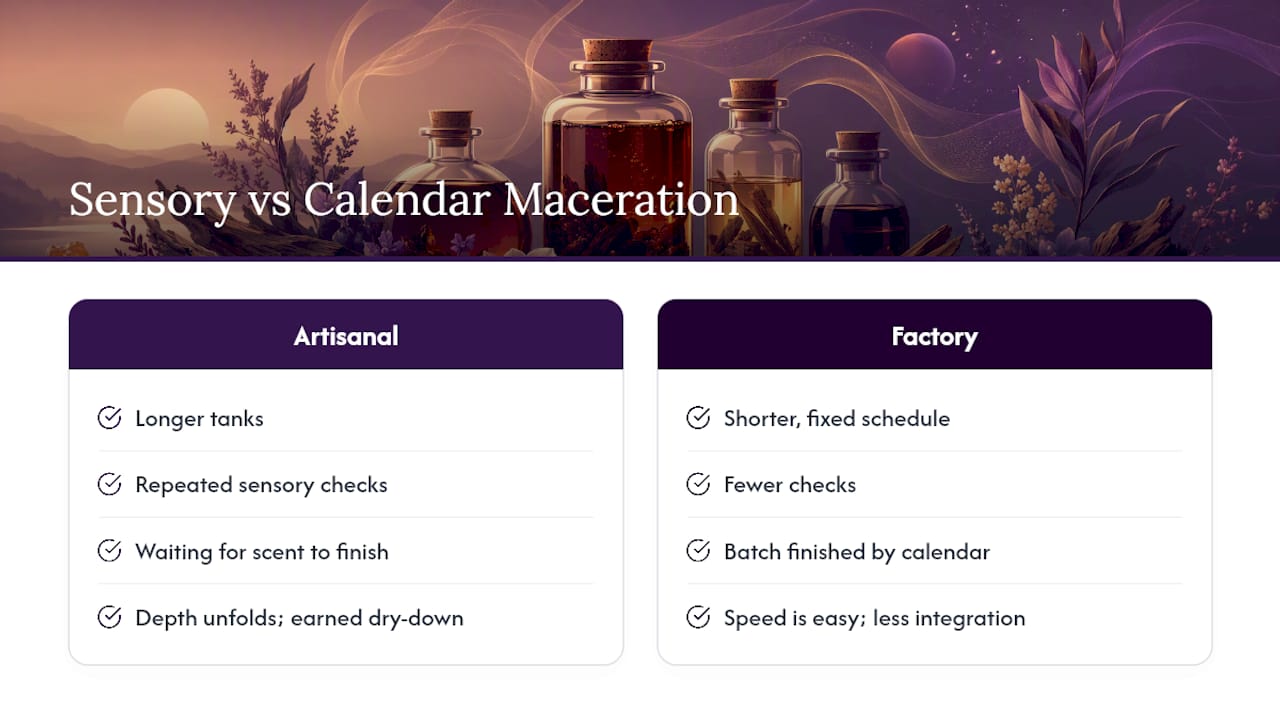 Maceration process from resting to sensory approval
