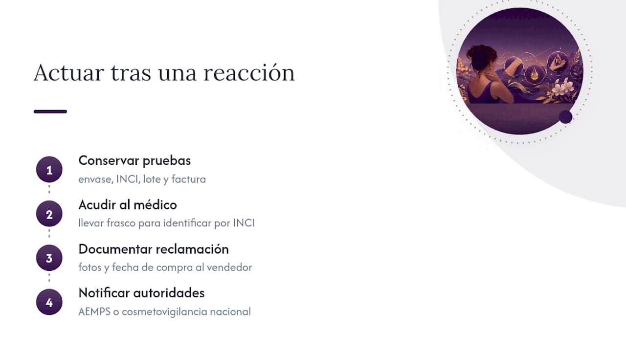 Pasos frente a una reacción de perfume