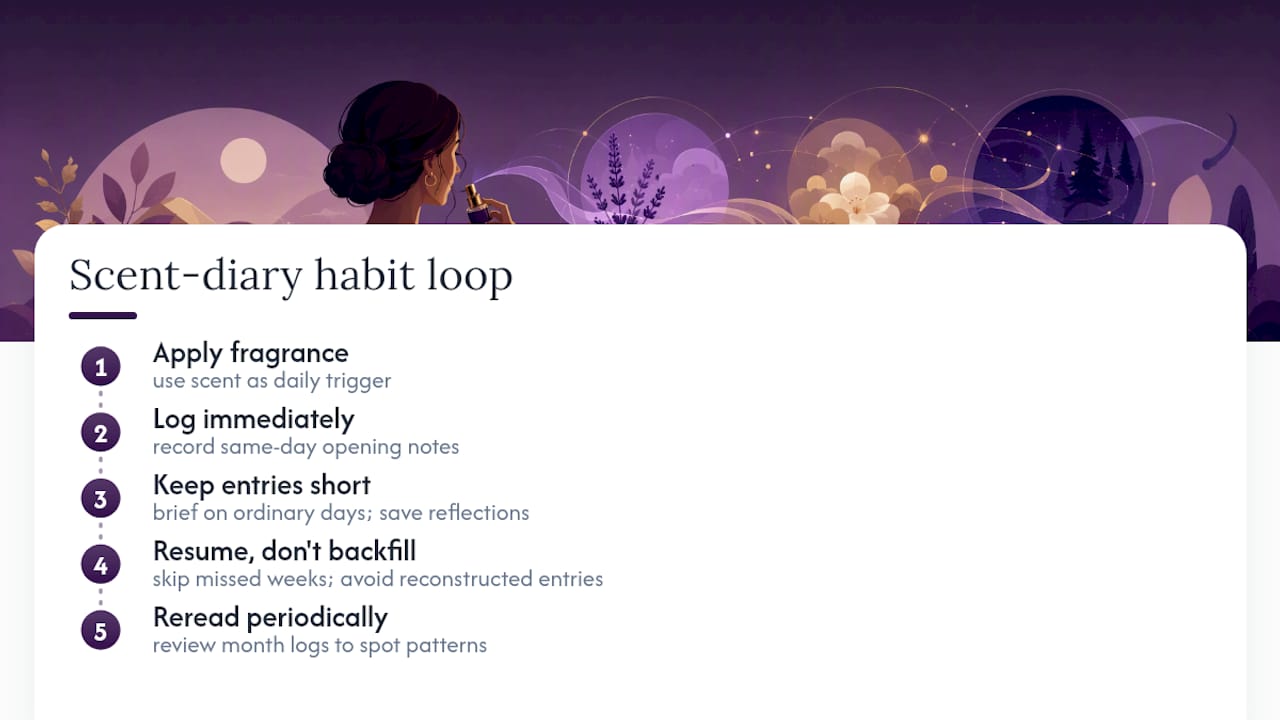 Scent diary habit loop from wearing to review