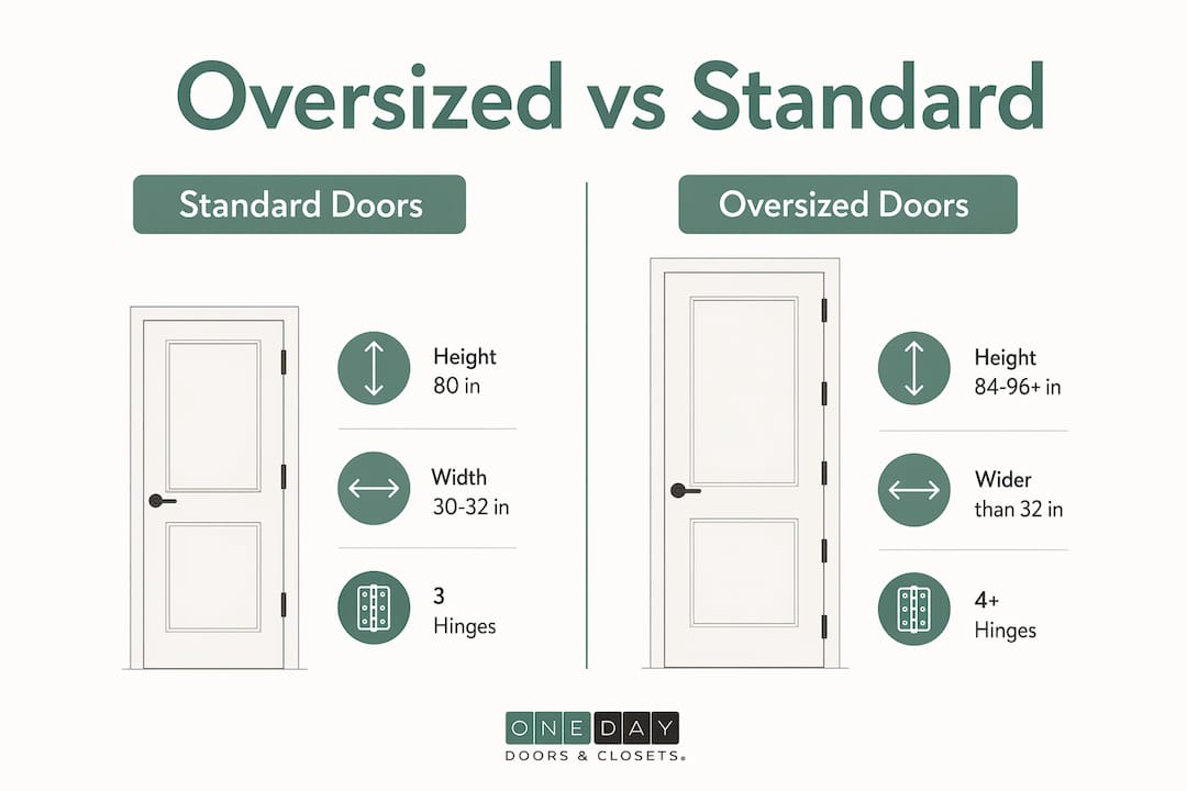 Infographic comparing standard and oversized interior doors