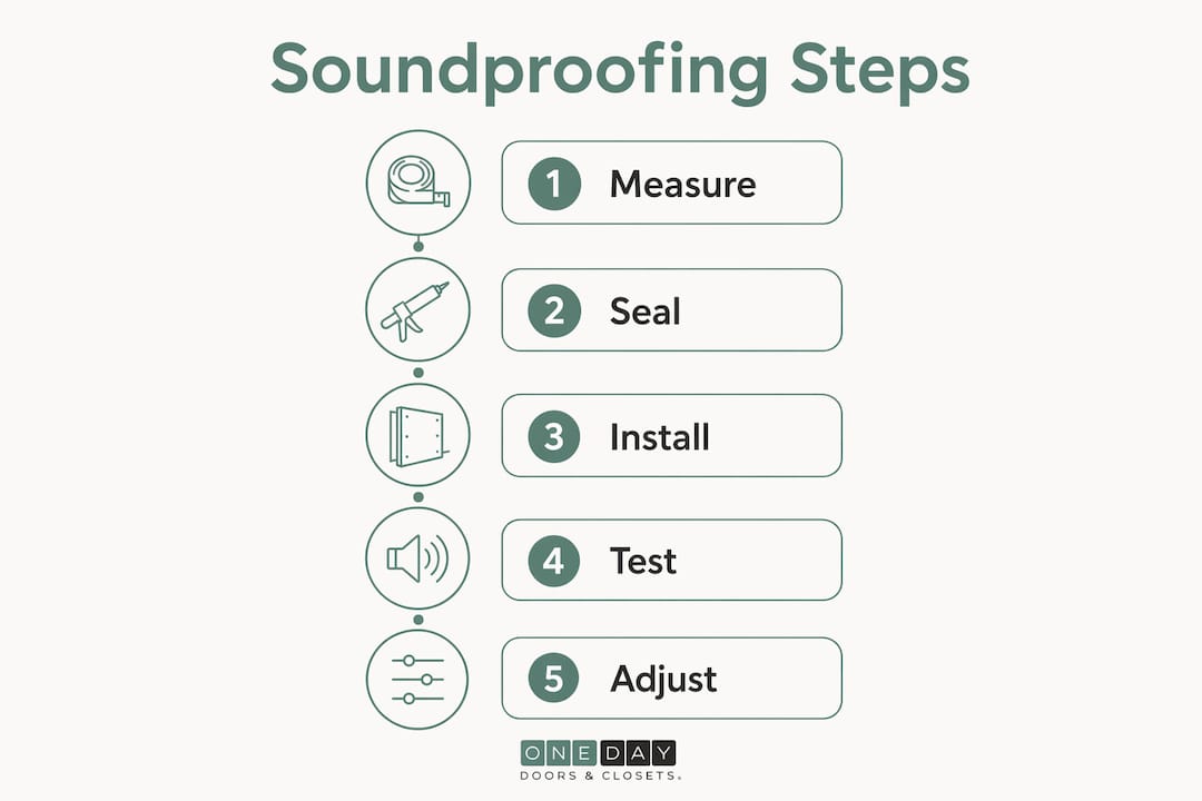 Infographic showing step-by-step door soundproofing process