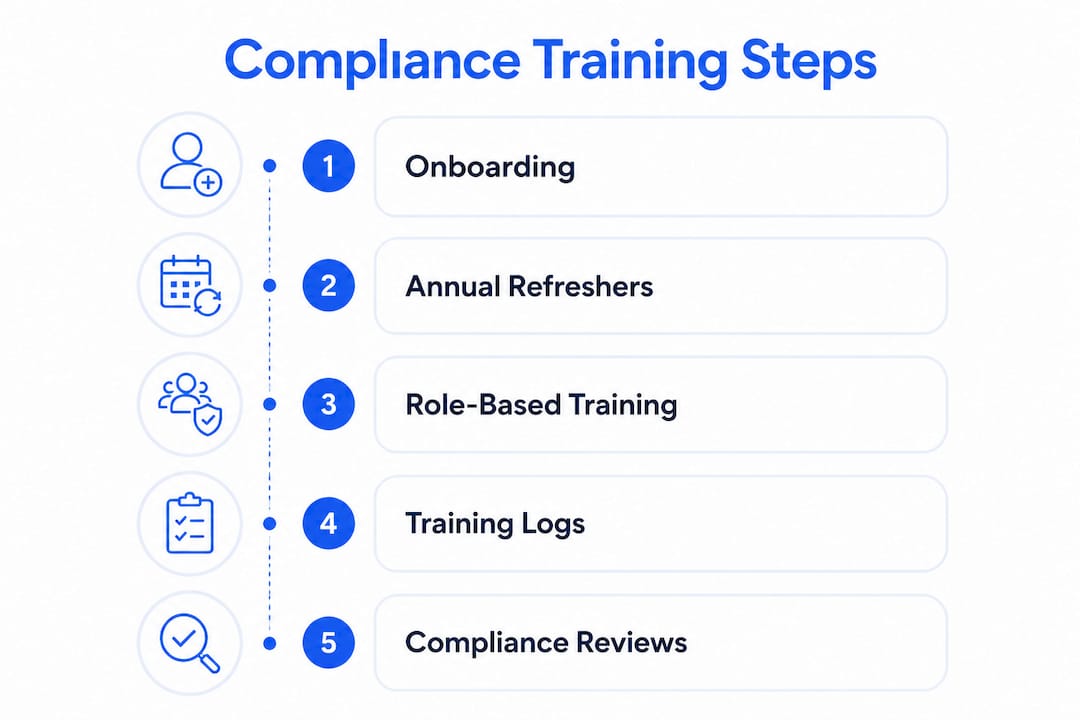 Infographic illustrating compliance training process steps