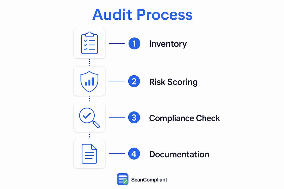 Infographic illustrating content compliance audit stages