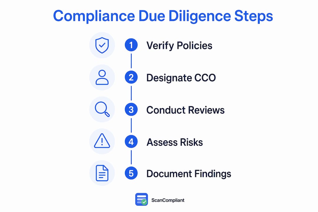 Infographic illustrating compliance due diligence steps