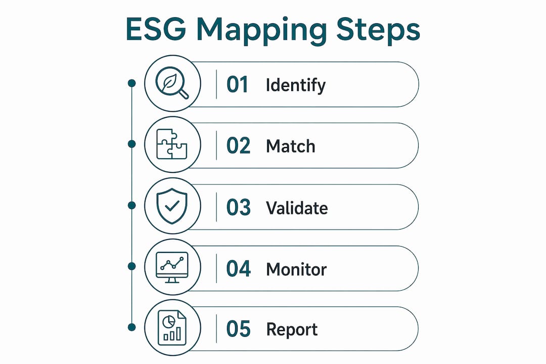 Infographic outlining ESG regulatory mapping steps