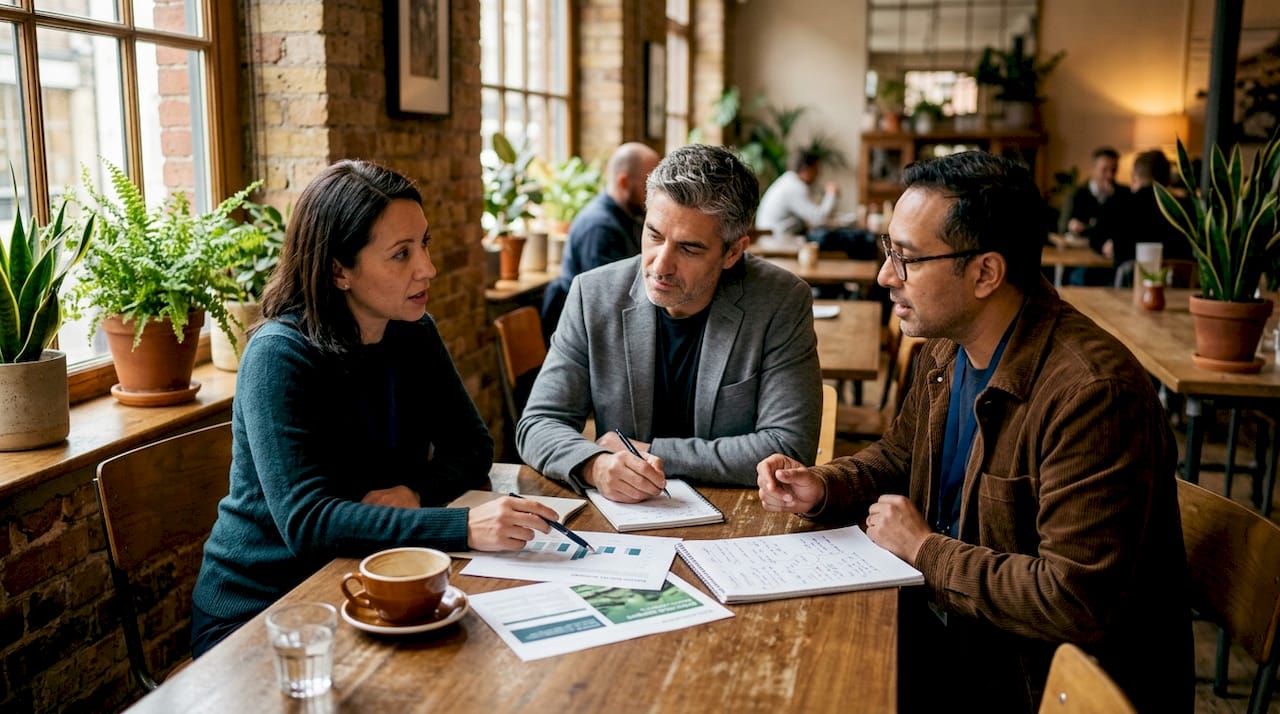 Team discussing multinational ESG compliance frameworks