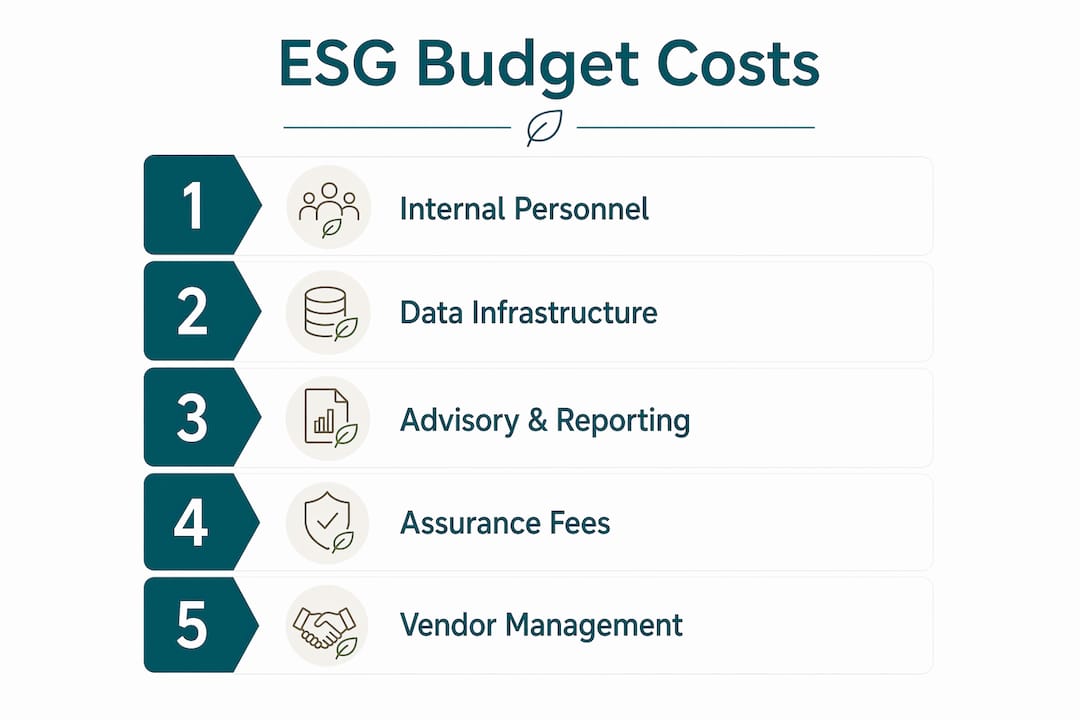 Infographic illustrating ranked ESG compliance budget cost categories